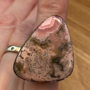 Sterling pink lace Rhodochrosite ring